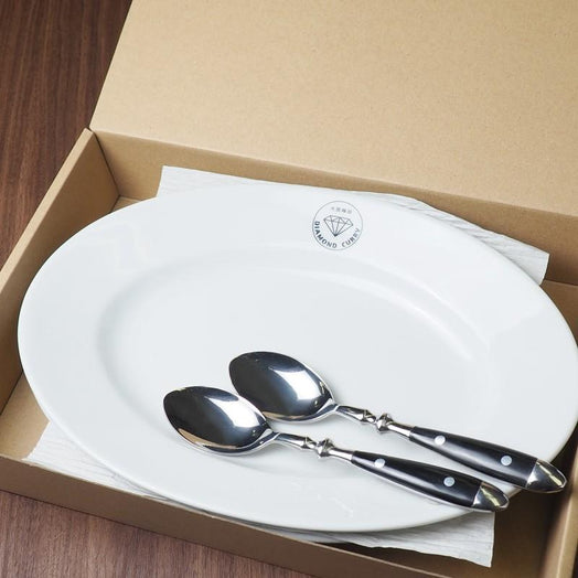 カレー皿（約31cm×約22cm×高さ約4.5cm）＆スプーンセット（×2）